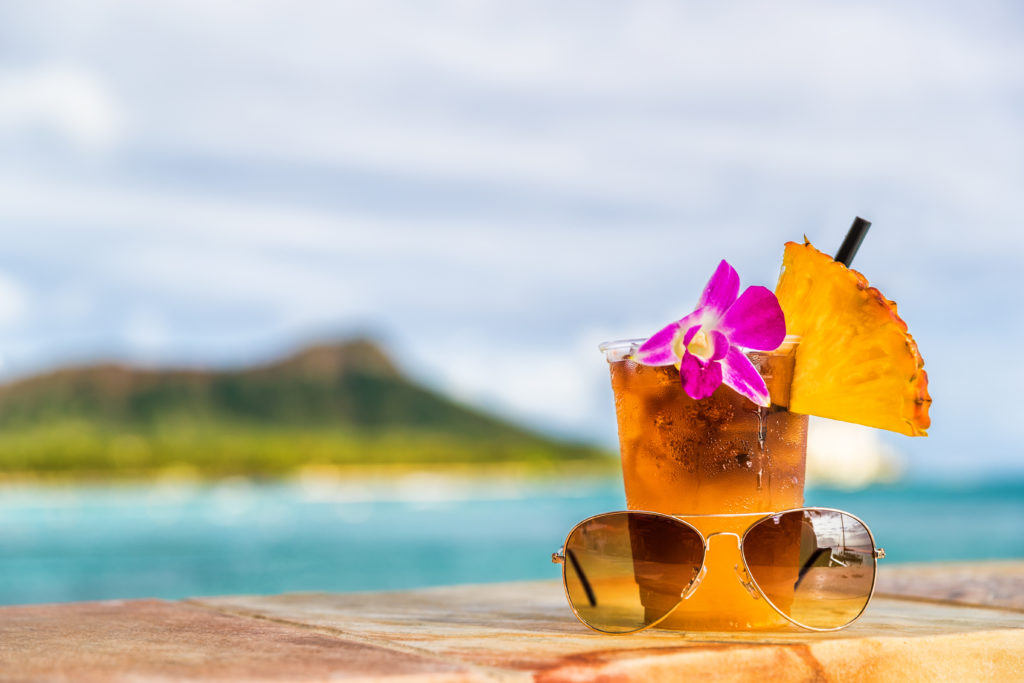 Hawaiijphawaii Mai Tai Cocktail Drink On Waikiki Beach Bar With Flower Pineapple And 2000